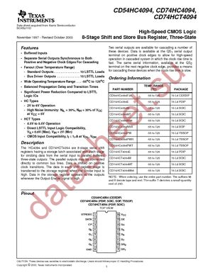 CD74HC4094MTE4 datasheet  